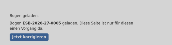 Screenshot: vorausgefülltes Korrekturformular eines einzelnen Bogens